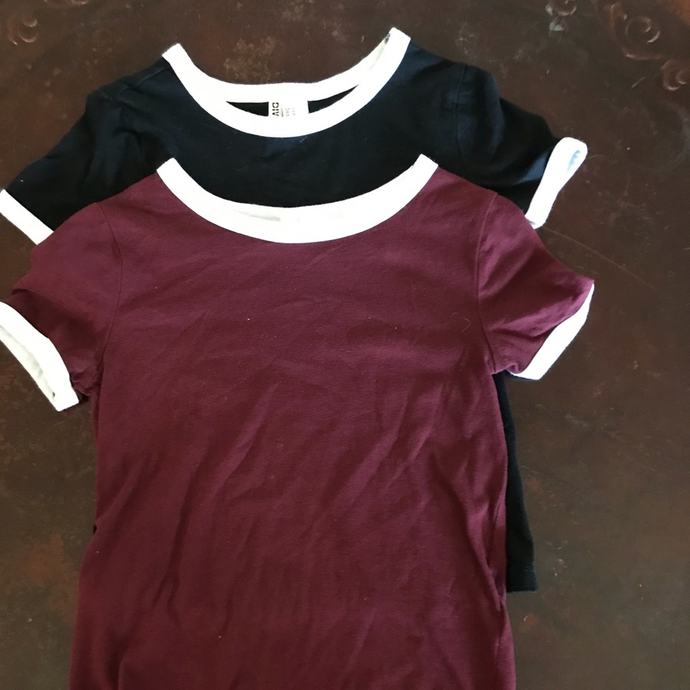 Women’s White-Trim Maroon & Black Ringer Tee